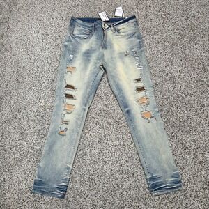 Rue21 Distressed Ripped Skinny Jeans Light Wash Denim Supreme Flex‎ 34x32